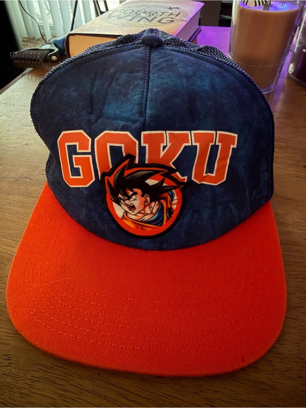 Goku Kids Trucker Hat - Navy and Orange